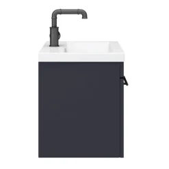 Arezzo Wall Hung Vanity Unit - Matt Blue - 600mm With Industrial Style Black Handle