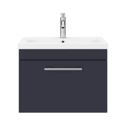 Arezzo Wall Hung Vanity Unit - Matt Blue - 600mm With Industrial Style Chrome Handle -Duravit Bathroom Shop azb6whvchis d4