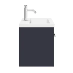 Arezzo Wall Hung Vanity Unit - Matt Blue - 600mm With Industrial Style Chrome Handle