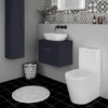 Arezzo Wall Hung Countertop Vanity Unit - Matt Blue - 600mm With Rose Gold Handle