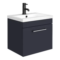 Arezzo Blue Wall Hung Sink Vanity Unit + Toilet Package With Chrome Handle -Duravit Bathroom Shop azbchwhp1 d1