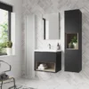 Arezzo Senza 1400mm Matt Black / Vicenza Oak Wall Hung Tall Unit -Duravit Bathroom Shop azblavotd1