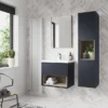 Arezzo Senza 1400mm Matt Blue / Vicenza Oak Wall Hung Tall Unit -Duravit Bathroom Shop azbluvot d1