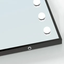 Arezzo Bulb Matt Black 500 X 700mm LED Illuminated Mirror With Motion Sensor + Anti-Fog