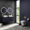 Arezzo Matt Blue Wall Hung Double Countertop Vanity Unit Incl. 2 Basins (1200mm W. Brushed Brass Handles) -Duravit Bathroom Shop azbwhbb12rb detail5
