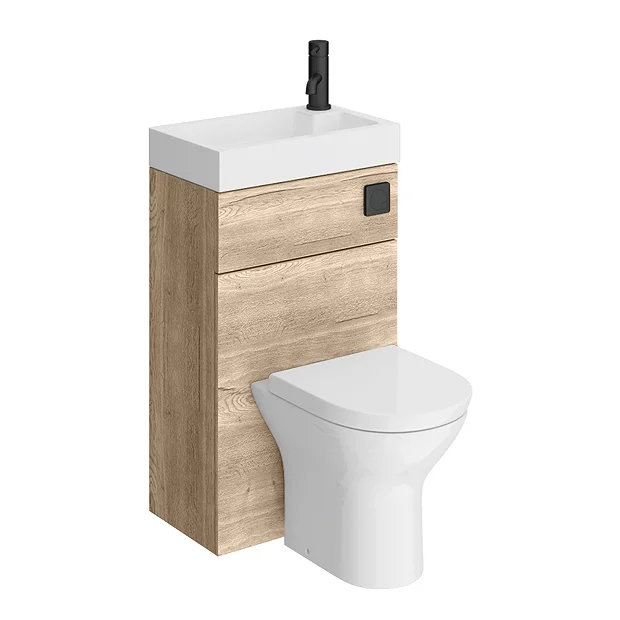 Arezzo Rustic Oak 2-In-1 Wash Basin & Toilet (500mm Wide X 300mm) Incl. Black Flush 8 Arezzo Rustic Oak 2-In-1 Wash Basin & Toilet (500mm Wide X 300mm) Incl. Black Flush - Image 6