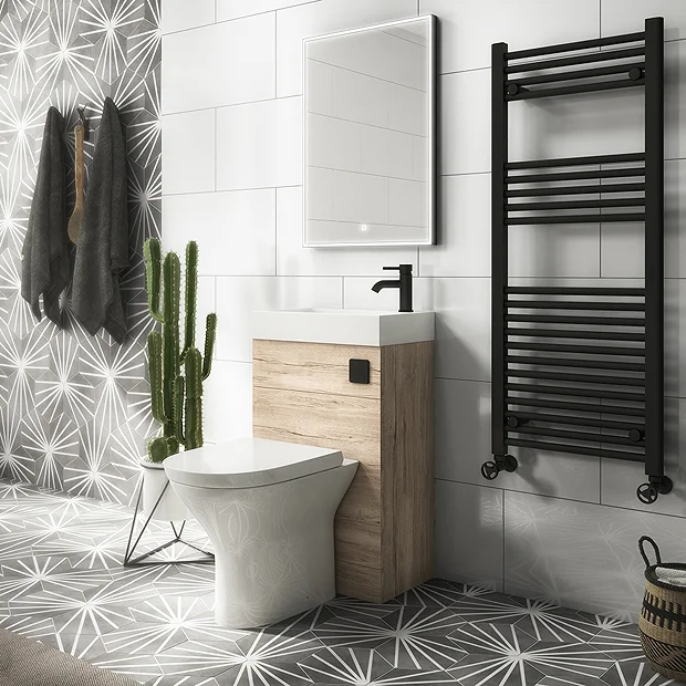 Arezzo Rustic Oak 2-In-1 Wash Basin & Toilet (500mm Wide X 300mm) Incl. Black Flush 4 Arezzo Rustic Oak 2-In-1 Wash Basin & Toilet (500mm Wide X 300mm) Incl. Black Flush - Image 2