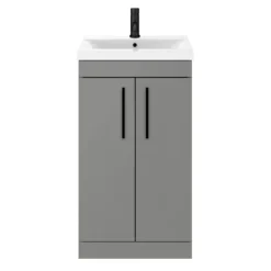 Arezzo 500 Matt Grey Floor Standing Vanity Unit With Matt Black Handles -Duravit Bathroom Shop azg5fsvbk detail1
