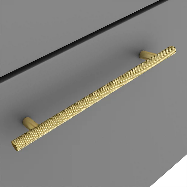 Arezzo Wall Hung Vanity Unit - Matt Grey - 500mm With Industrial Style Brushed Brass Handle 6 Arezzo Wall Hung Vanity Unit - Matt Grey - 500mm With Industrial Style Brushed Brass Handle - Image 4