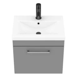 Arezzo 500 Matt Grey Wall Hung 1-Drawer Vanity Unit With Chrome Handle