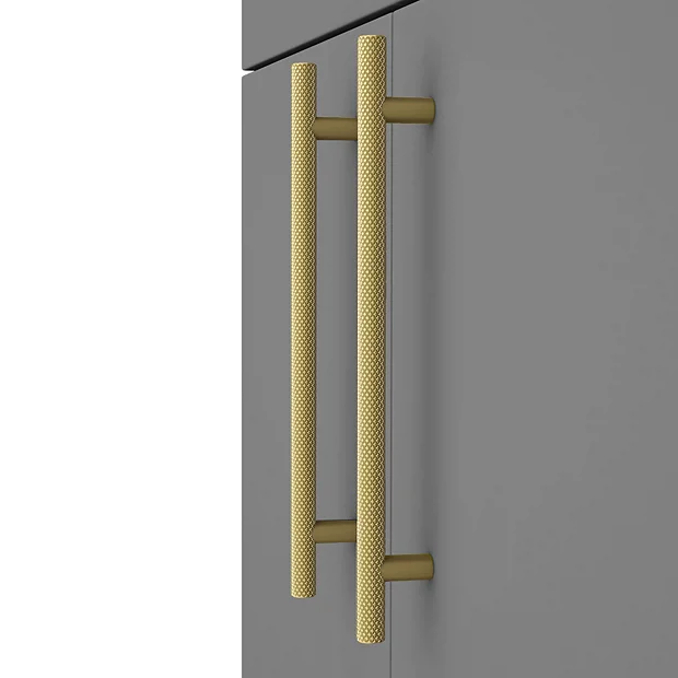 Arezzo Floor Standing Vanity Unit - Matt Grey - 600mm With Industrial Style Brushed Brass Handles 6 Arezzo Floor Standing Vanity Unit - Matt Grey - 600mm With Industrial Style Brushed Brass Handles - Image 4
