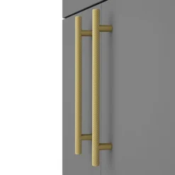 Arezzo Floor Standing Countertop Vanity Unit - Matt Grey - 600mm With Industrial Style Brushed Brass Handles