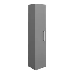 Arezzo Grey Floor Standing Vanity Unit, Tall Cabinet + Toilet Pack With Chrome Handles -Duravit Bathroom Shop azgchfsp1 d6