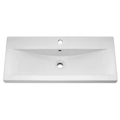 Arezzo Senza 800mm Matt Grey / Vicenza Oak Wall Hung Vanity Unit With Open Shelf + Ceramic Basin