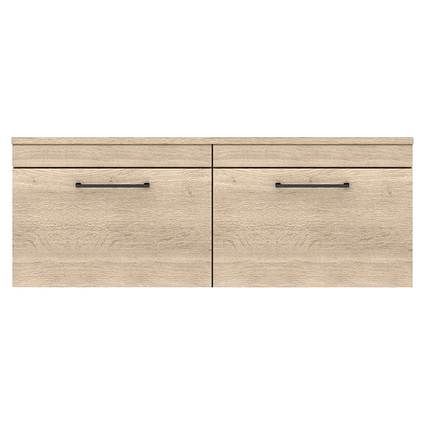 Arezzo Rustic Oak Wall Hung Double Countertop Vanity Unit Incl. 2 Basins (1200mm W. Matt Black Handles) 5 Arezzo Rustic Oak Wall Hung Double Countertop Vanity Unit Incl. 2 Basins (1200mm W. Matt Black Handles) - Image 3