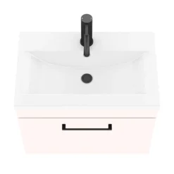 Arezzo Wall Hung Vanity Unit - Matt Pink - 600mm With Matt Black Handle -Duravit Bathroom Shop azp6whvbkd2