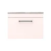 Arezzo Wall Hung Countertop Vanity Unit - Matt Pink - 600mm With Grey Worktop & Matt Black Handle -Duravit Bathroom Shop azp6whwmbg d5
