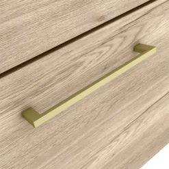Arezzo Wall Hung Vanity Unit - Rustic Oak - 600mm With Brushed Brass Handle -Duravit Bathroom Shop azro6whvbb d2