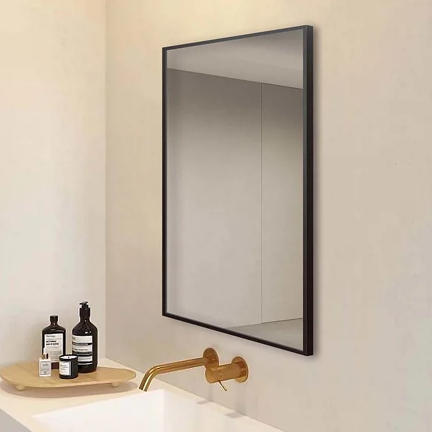 Arezzo Matt Black Square Edge Framed Bathroom Mirror - 800 X 600mm 3 Arezzo Matt Black Square Edge Framed Bathroom Mirror - 800 X 600mm