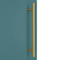 Arezzo Wall Hung Tall Storage Cabinet - Matt Teal Green - With Brushed Brass Chrome Handle