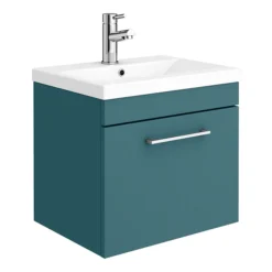 Arezzo Wall Hung Vanity Unit - Matt Green - 500mm 1-Drawer With Chrome Handle 6 Arezzo Wall Hung Vanity Unit - Matt Green - 500mm 1-Drawer With Chrome Handle -Duravit Bathroom Shop aztg5whvchl