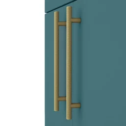 Arezzo Floor Standing Vanity Unit - Matt Green - 600mm With Industrial Style Brushed Brass Handles