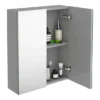 Brooklyn 600mm Grey Mist Bathroom Mirror Cabinet - 2 Door -Duravit Bathroom Shop b6gmwm d3