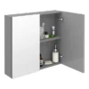 Brooklyn 800mm Grey Mist Bathroom Mirror Cabinet - 2 Door -Duravit Bathroom Shop b8gmwm d2