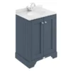 Bayswater Stiffkey Blue 600mm 2 Door Vanity Unit & 1TH White Marble Basin Top -Duravit Bathroom Shop bayf102bayc222 l