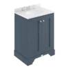 Bayswater Stiffkey Blue 600mm 2 Door Vanity Unit & 3TH White Marble Basin Top -Duravit Bathroom Shop bayf102bayc225 l
