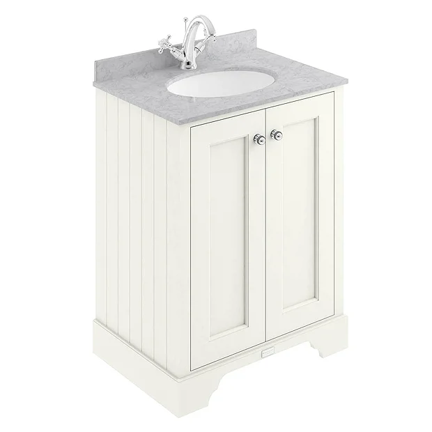 Bayswater Pointing White 600mm 2 Door Vanity Unit & 1TH Grey Marble Basin Top 3 Bayswater Pointing White 600mm 2 Door Vanity Unit & 1TH Grey Marble Basin Top