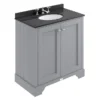 Bayswater Plummett Grey 800mm 2 Door Vanity Unit & 3TH Black Marble Basin Top -Duravit Bathroom Shop bayf104bayc230 l