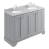 Bayswater Plummett Grey 1200mm 4 Door Vanity Unit & 1TH Grey Marble Double Bowl Basin Top -Duravit Bathroom Shop bayf107bayc235 l