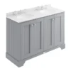 Bayswater Plummett Grey 1200mm 4 Door Vanity Unit & 3TH White Marble Double Bowl Basin Top -Duravit Bathroom Shop bayf107bayc237 l