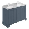 Bayswater Stiffkey Blue 1200mm 4 Door Vanity Unit & 1TH Grey Marble Double Bowl Basin Top -Duravit Bathroom Shop bayf108bayc235 l