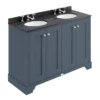 Bayswater Stiffkey Blue 1200mm 4 Door Vanity Unit & 3TH Black Marble Double Bowl Basin Top -Duravit Bathroom Shop bayf108bayc236 l