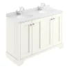 Bayswater Pointing White 1200mm 4 Door Vanity Unit & 1TH White Marble Double Bowl Basin Top -Duravit Bathroom Shop bayf109bayc234 l