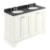 Bayswater Pointing White 1200mm 4 Door Vanity Unit & 3TH Black Marble Double Bowl Basin Top