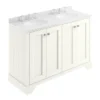 Bayswater Pointing White 1200mm 4 Door Vanity Unit & 3TH White Marble Double Bowl Basin Top -Duravit Bathroom Shop bayf109bayc237 l