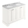 Bayswater Pointing White 1200mm 4 Door Vanity Unit & 3TH Grey Marble Double Bowl Basin Top -Duravit Bathroom Shop bayf109bayc238 l