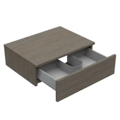 Brooklyn Floating Basin Shelf With Drawer - Grey Avola - 600mm Incl. Curved Rectangular Basin -Duravit Bathroom Shop bctga6b1nd3