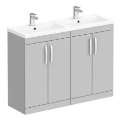 Brooklyn 1205mm Grey Mist Double Basin 4 Door Vanity Unit -Duravit Bathroom Shop bfs12gm n l