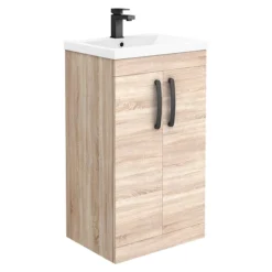 Brooklyn Natural Oak Vanity Unit - 500mm Wide With Matt Black Handles 6 Brooklyn Natural Oak Vanity Unit - 500mm Wide With Matt Black Handles -Duravit Bathroom Shop bfs5nmbl