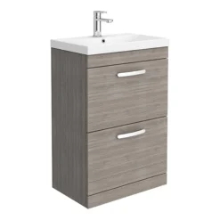 Brooklyn 600 Grey Avola Floor Standing 2 Drawer Vanity Unit With Thin-Edge Basin -Duravit Bathroom Shop bfs62dgate lrg01