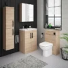 Brooklyn Natural Oak Vanity Unit - 600mm Wide With Matt Black Handles -Duravit Bathroom Shop bfs6nmb d3