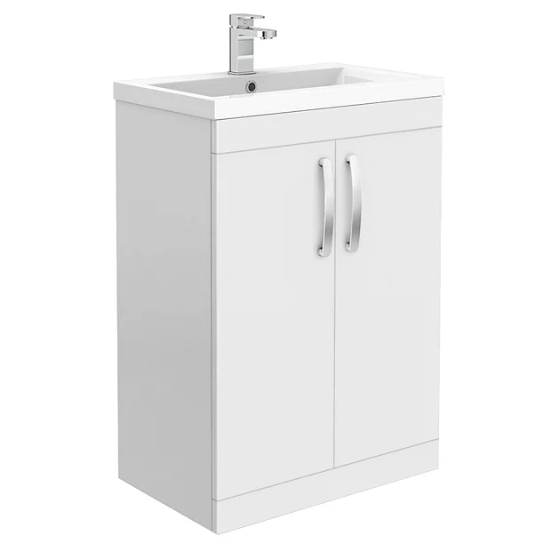 Brooklyn 600mm White Gloss Vanity Unit - Floor Standing 2 Door Unit 4 Brooklyn 600mm White Gloss Vanity Unit - Floor Standing 2 Door Unit - Image 2