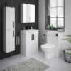 Brooklyn Gloss White Vanity Unit - 600mm Wide With Matt Black Handles -Duravit Bathroom Shop bfs6whtmb d4