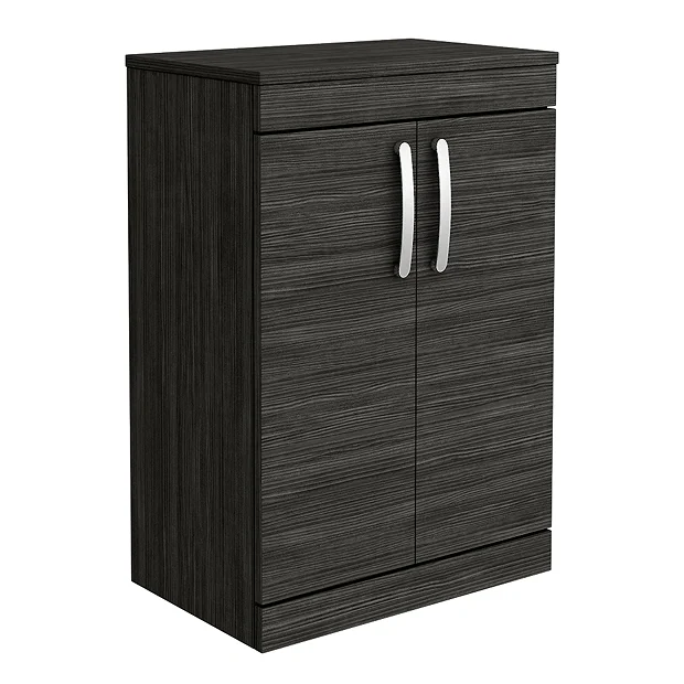 Brooklyn Floor Standing Countertop Vanity Unit - Black - 605mm With Chrome Handles 4 Brooklyn Floor Standing Countertop Vanity Unit - Black - 605mm With Chrome Handles - Image 2
