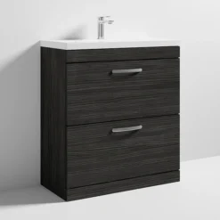 Brooklyn 800 Black Floor Standing Vanity Unit With Thin-Edge Basin