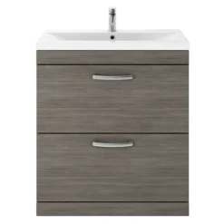 Brooklyn 800mm Grey Avola Vanity Unit - Floor Standing 2 Drawer Unit -Duravit Bathroom Shop bfs8ga d4